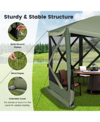 6-Sided Pop-Up Screen House Tent with 2 Wind Panels for Camping, 1.5 x 11.5 FT