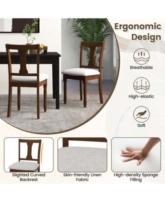 2 PCS Wood Chair Antique Upholstered Chair with Storage Space