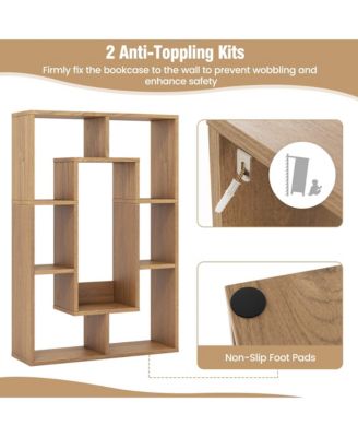 7-Cube Geometric Bookshelf with Anti-Toppling Device Modern Open Bookcase