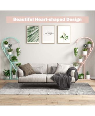 5 Tier Metal Plant Stand Heart-shaped Shelf with Hanging Hook for Multiple Plants