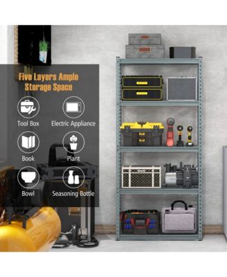 4 PCS 5-Tier Heavy Duty Storage Shelf Storage Utility Rack Shelf with Anti-tipping Device