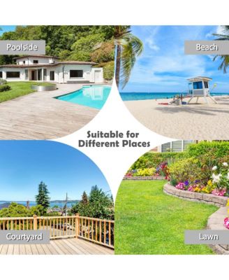 2 PCS Foldable Sun Shading Lounge Chair Adjustable Beach Sunbathing Recliner