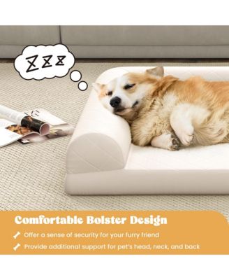 Orthopedic Dog Bed Medium Small Dogs with 3-Side Bolster Non-Slip Bottom Zippers
