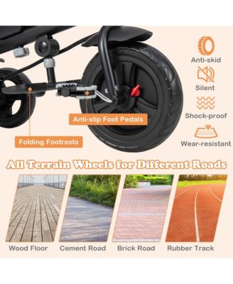 Toddler 4-in-1 Multifunctional Tricycle Trike with Removable Canopy & Push Handle