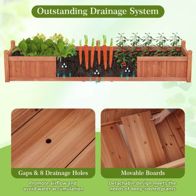 Wooden Raised Garden Bed Outdoor Rectangular Planter Box with Drainage Holes