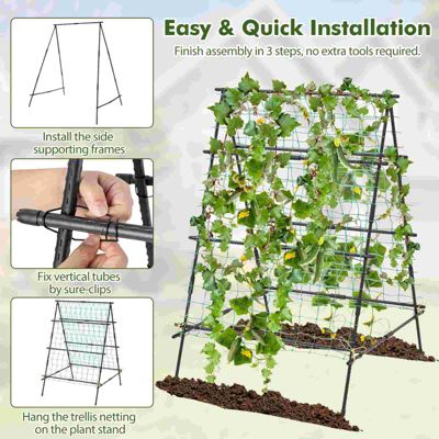 Cucumber Trellis Foldable Garden Tunnel Trellis with Adjustable Auxiliary Clips