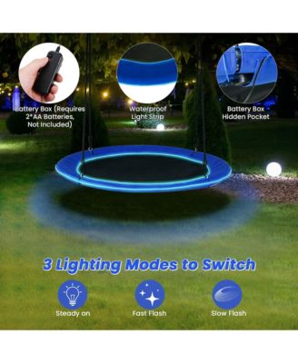 40" Saucer Tree Swing, 660 LBS Capacity, for Kids & Adults, Outdoor Use with LED Lights