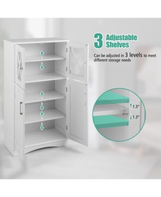 MDF Bathroom Linen Storage Cabinet with Doors and Adjustable Shelves