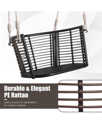 Patio Hanging Rattan Basket Chair Swing Hammock Chair with Seat Cushion