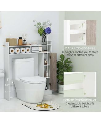 MDF Over-the-Toilet Bathroom Storage Cabinet with Adjustable Shelves