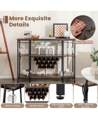 Cabinet Bar Table Rack Table for Drinks Glasses with Power Outlets