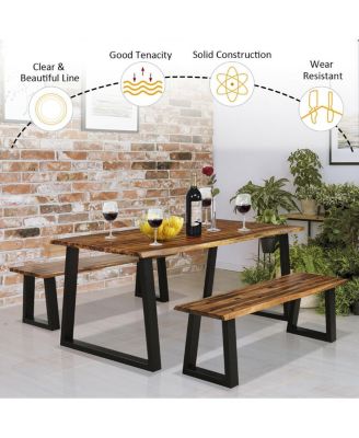 Picnic Table Set Acacia Wood 3 Piece Table Bench Outdoor Patio