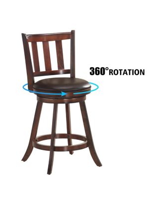 Set of 2 25'' Swivel Bar stool Leather Padded Dining Pub