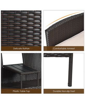 Patented Patio Rattan Chat Set Loveseat Sofa Table Chairs Conversation Cushioned