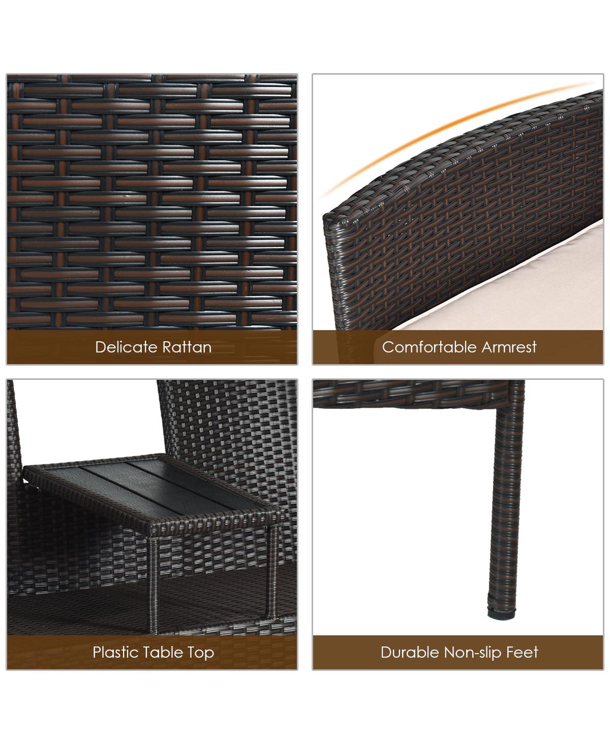 Costway Patented Patio Rattan Chat Set Loveseat Sofa Table Chairs Conversation Cushioned