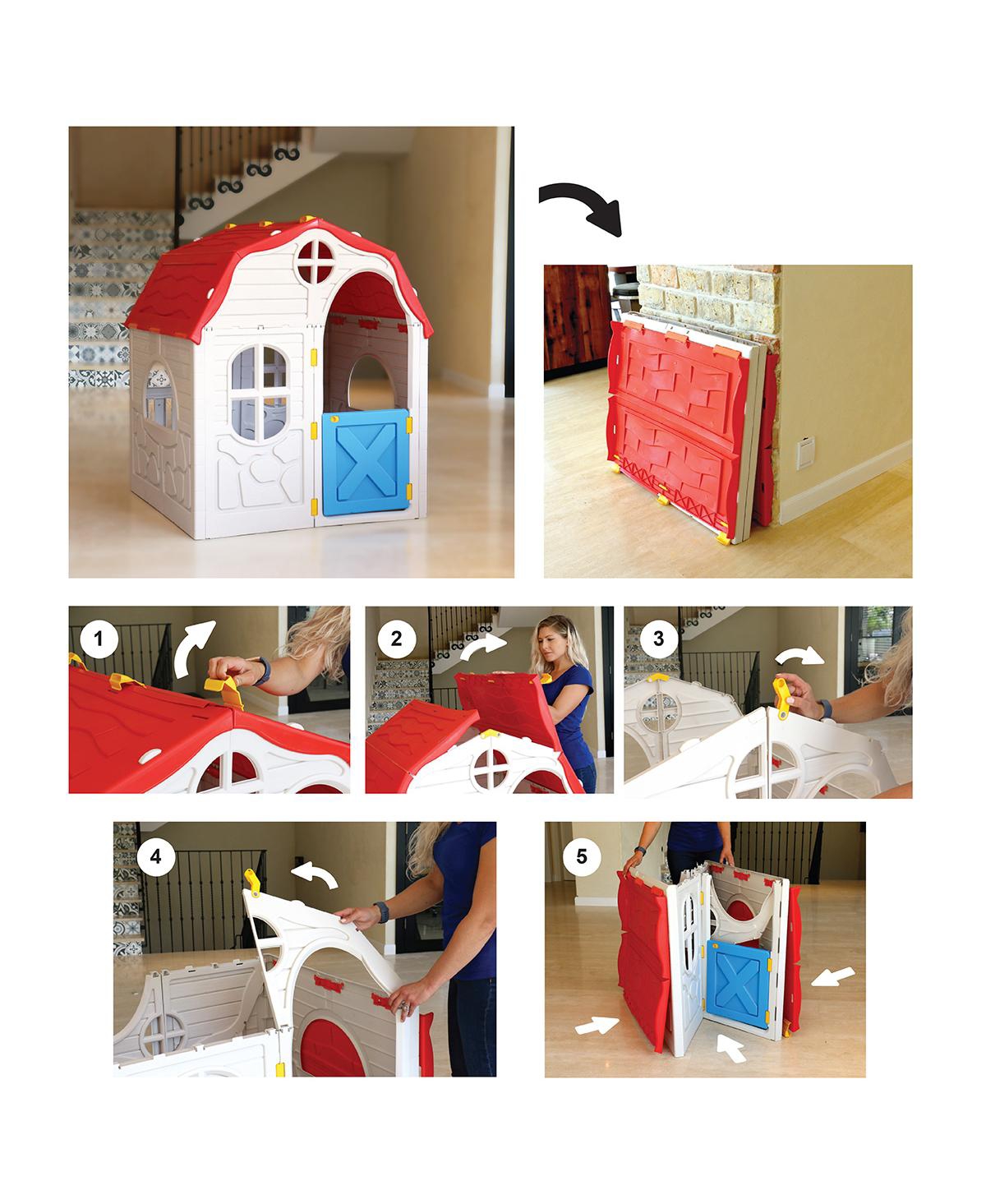 Costway Kids Cottage Playhouse Foldable Plastic Play House Indoor Outdoor Toy Portable