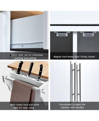 Wood Top Rolling Kitchen Island Trolley Cart Storage Cabinet