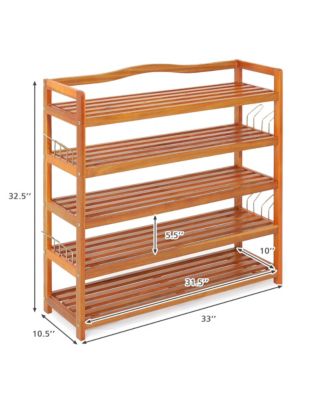 5-Tier Wood Shoe Rack Freestanding Large Shoe Storage Organizer Heavy-duty