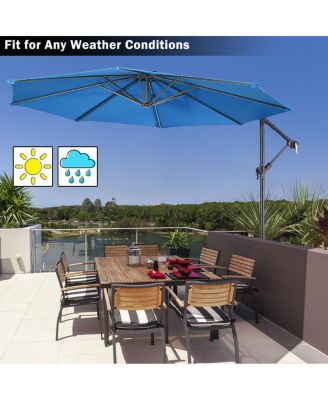 10' Hanging Umbrella Patio Sun Shade Offset Outdoor Market W/ Cross Base