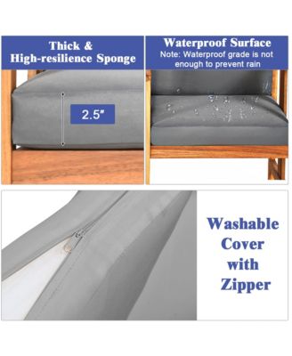 3PCS Solid Wood Patio Furniture Set Table&Chairs