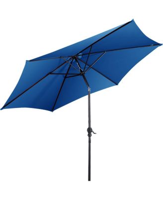 9FT Patio Umbrella Patio Market Steel Tilt W/ Crank Outdoor Yard Garden