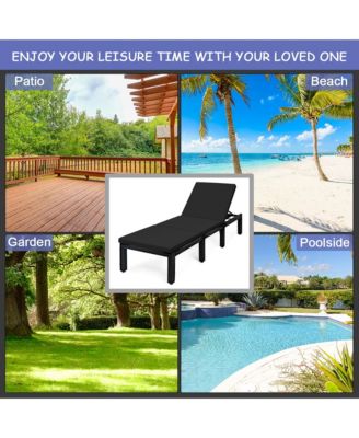 Patio Rattan Lounge Chair Chaise Recliner Adjust Cushion