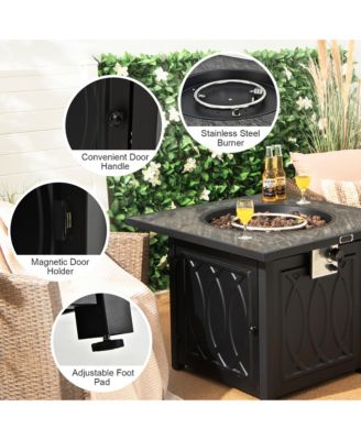 32'' Propane Fire Pit Table Square Tabletop w/Lava Rocks