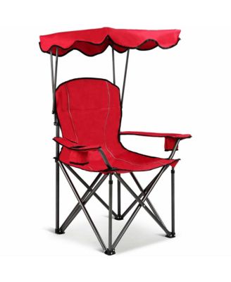 Portable Folding Beach Canopy Chair W/ Cup Holders Bag