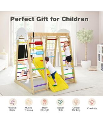 Indoor Playground Climbing Gym Kids Wooden 8 in 1 Climber Playset for Children