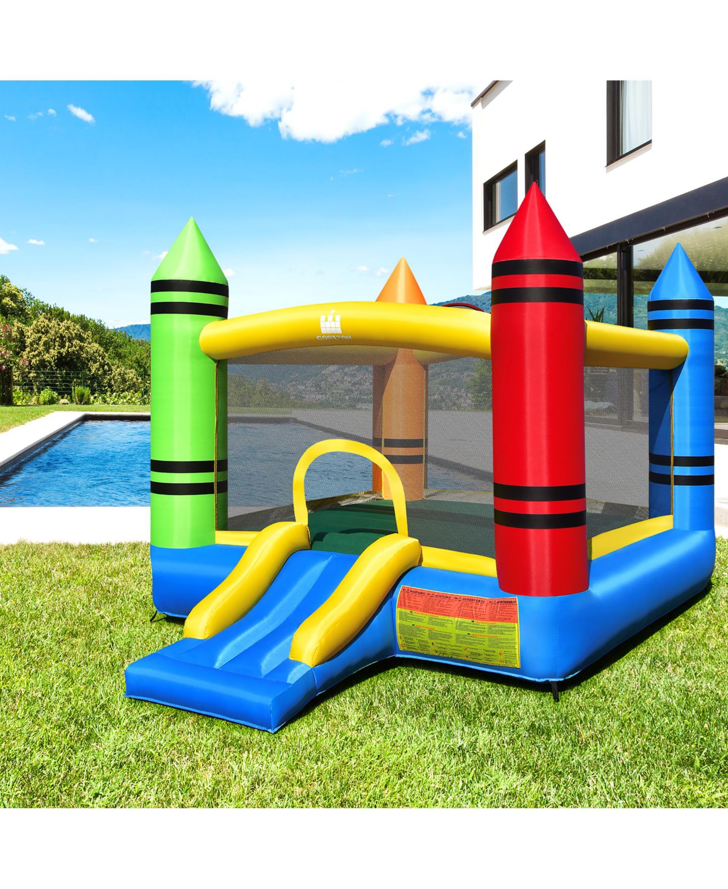 Детская игрушка Costway Inflatable Bounce House with Slide, Ocean Balls & 480W Blower, 138"L x 103.5"W x 89"H, от 3 лет — фото 9