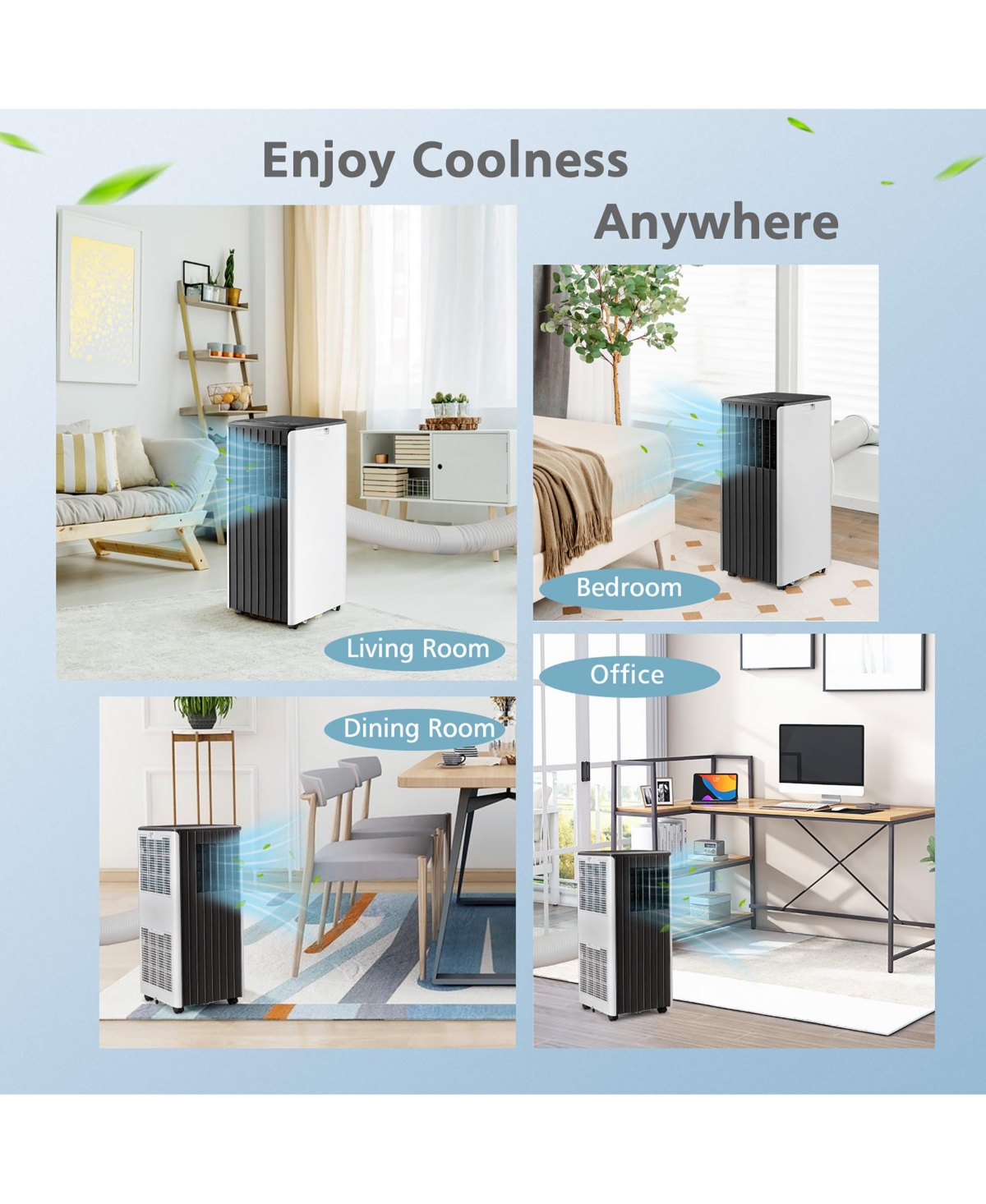 Costway 7100 Btu (10000 Btu Ashare) Portable Air Conditioner 3-in-1 Ac Unit w/ Cool Dehum Fan Sleep Mode