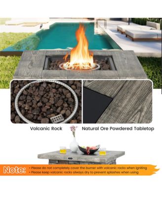 34.5'' Square Propane Gas Fire Pit Table Faux Stone w/ Lava Rock