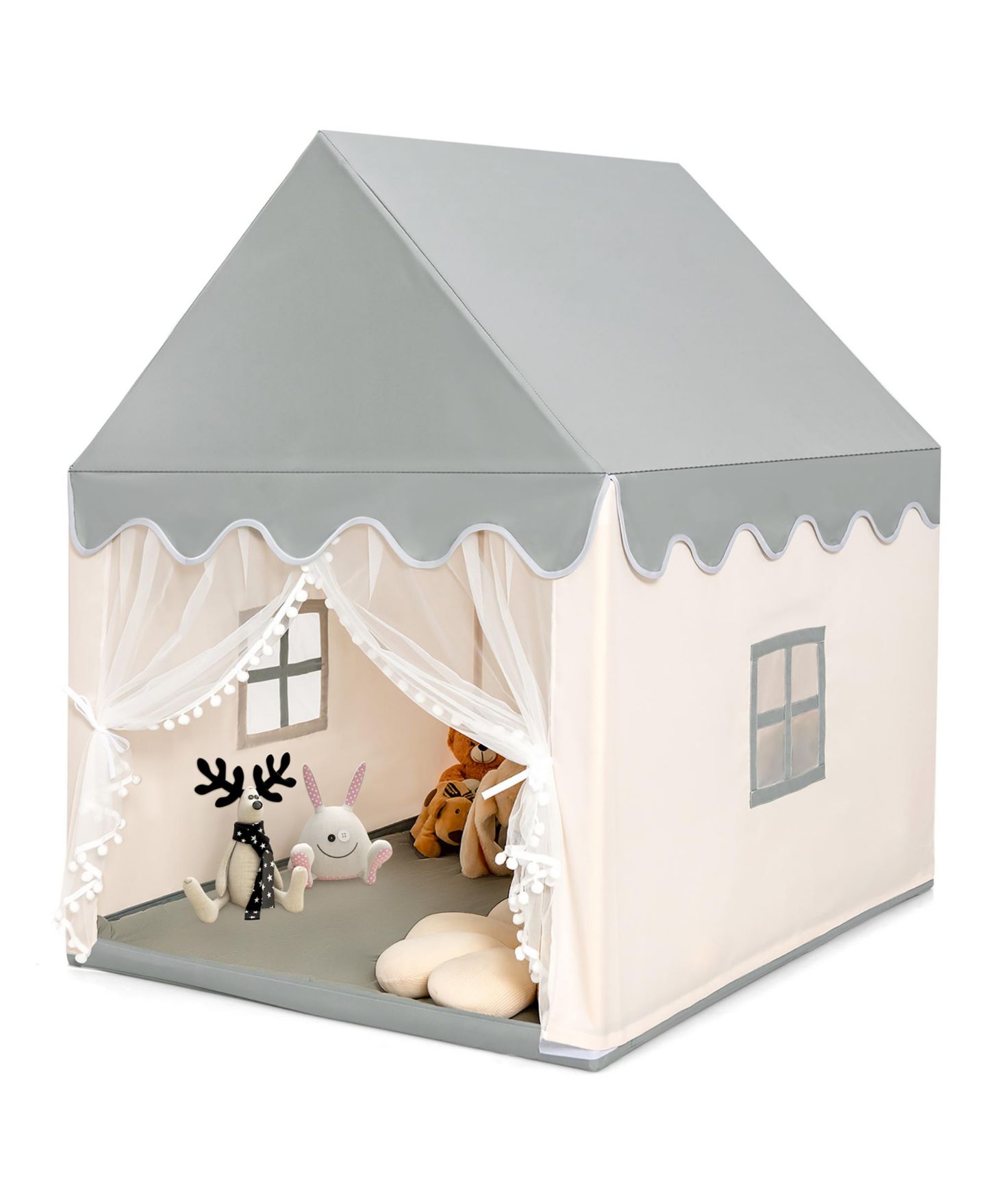 Детские игрушки Costway Large Solid Wood Playhouse, 2-Piece Set, Ages 3+, цвет: Open Miscellaneous — фото 6