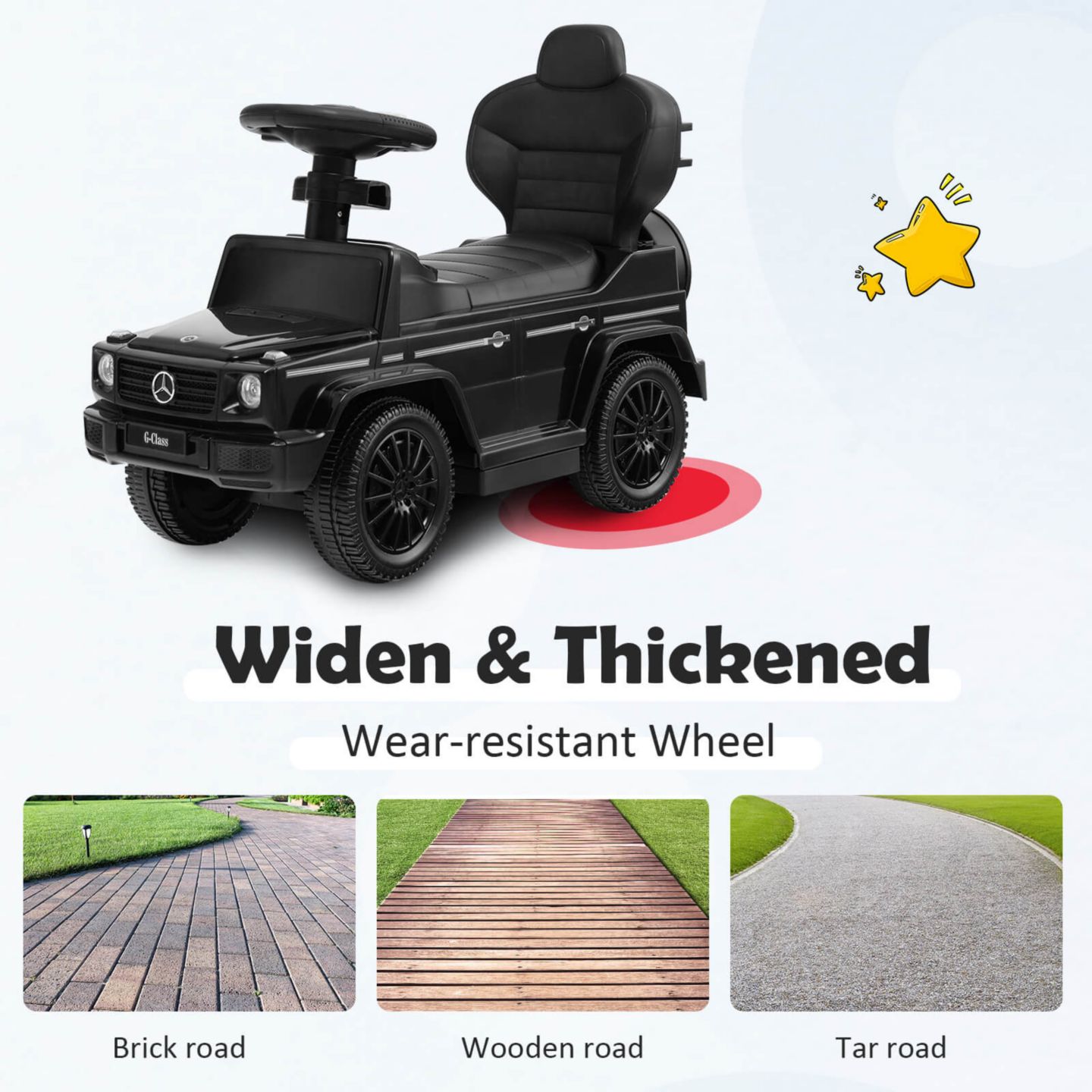 Детская игрушка Costway Mercedes Benz G350 3 in 1 Ride-On Push Car with Handle, Ages 18-36 Months, цвет: Чёрный — фото 6