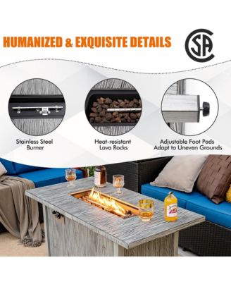 43-inch Propane Gas Fire Pit Table Wood-like Metal Fire Table