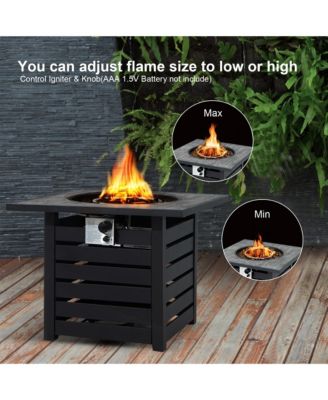 32'' Square Propane Fire Pit Table for Patio w/Lava Rocks Rain Cover 50,000 BTU