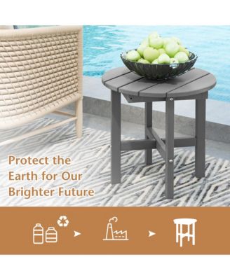 Patio 18'' Adirondack Round Side Table All Weather HDPE End Table Outdoor