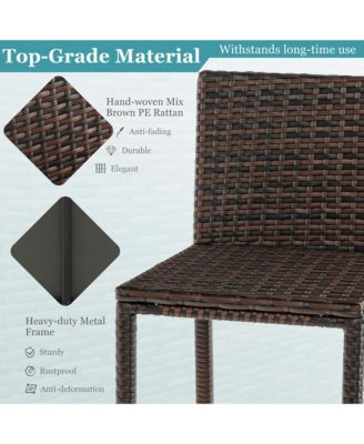 Patio 3PCS Wicker Bar Set Height Table Two Stools with 3 Rows Stemware Racks Garden