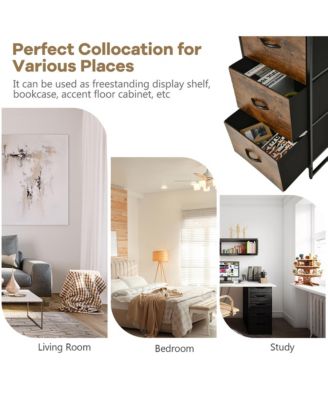 Tall Storage Tower with 3 Drawers and 3 Shelves, Freestanding Vertical Dresser Chest