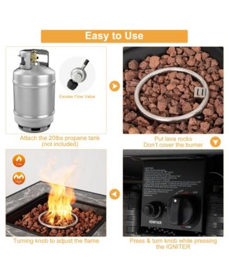 35'' Propane Gas Fire Pit Table Patio PE Wicker Rattan w/ Lava Rocks