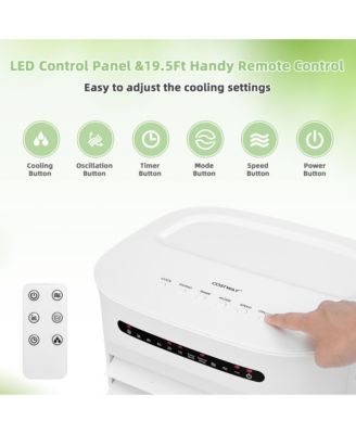  4-in-1 Functionality, 75W Energy-Efficient, Timer, 3 Modes & Speeds, 6.5L Water Tank  Portable Evaporative Air Cooler & Humidifier