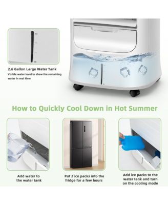  4-in-1 Functionality, 75W Energy-Efficient, Timer, 3 Modes & Speeds, 6.5L Water Tank  Portable Evaporative Air Cooler & Humidifier