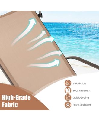 Patio Heavy-Duty Chaise Lounge 5-Level Adjustable Outdoor Recliner Canopy Cup