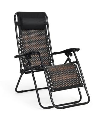 Patio Rattan Zero Gravity Lounge Chair Folding Recliner