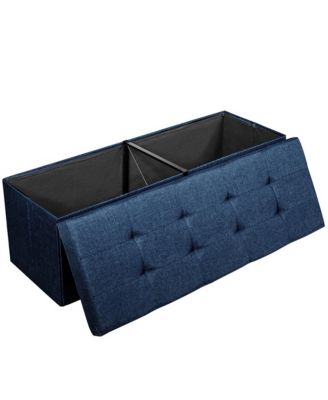 Fabric Folding Ottoman Storage Chest With Divider Bed End Bench