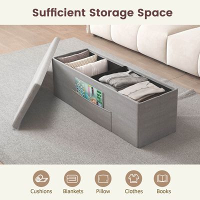 Fabric Folding Ottoman Storage Chest With Divider Bed End Bench