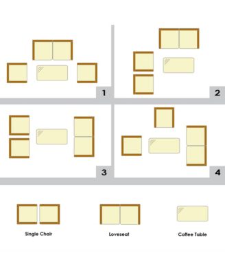 4PCS Rattan Outdoor Conversation Set Patio Furniture Set w/ Navy Cushions