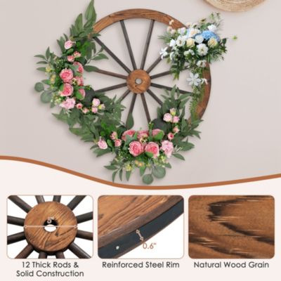 Decorative Vintage Wood Garden Wagon Wheel
