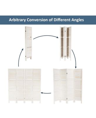 4 Panel Folding Room Divider Screen W/3 Display Shelves 5.6 Ft Tall