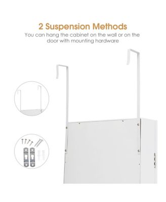 Wall Door Mounted Mirrored Jewelry Cabinet Storage Organizer